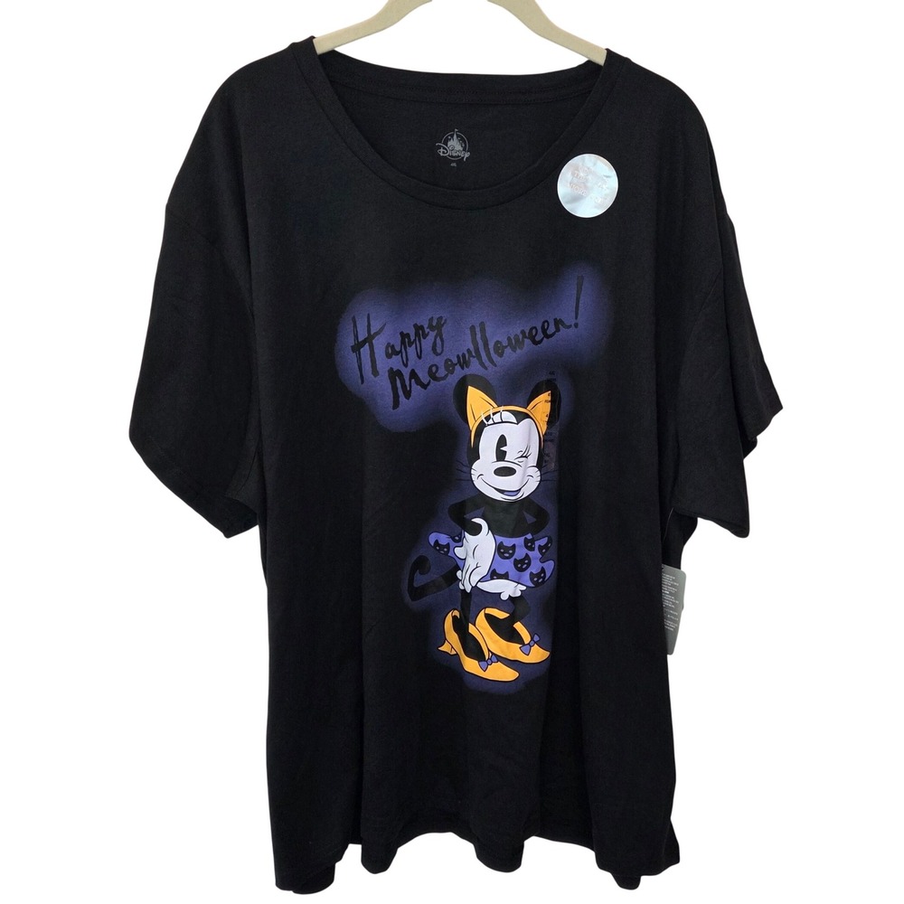 Disney Minnie Mouse Happy Meowlloween Halloween T-Shirt Black 4XL NWT Glow